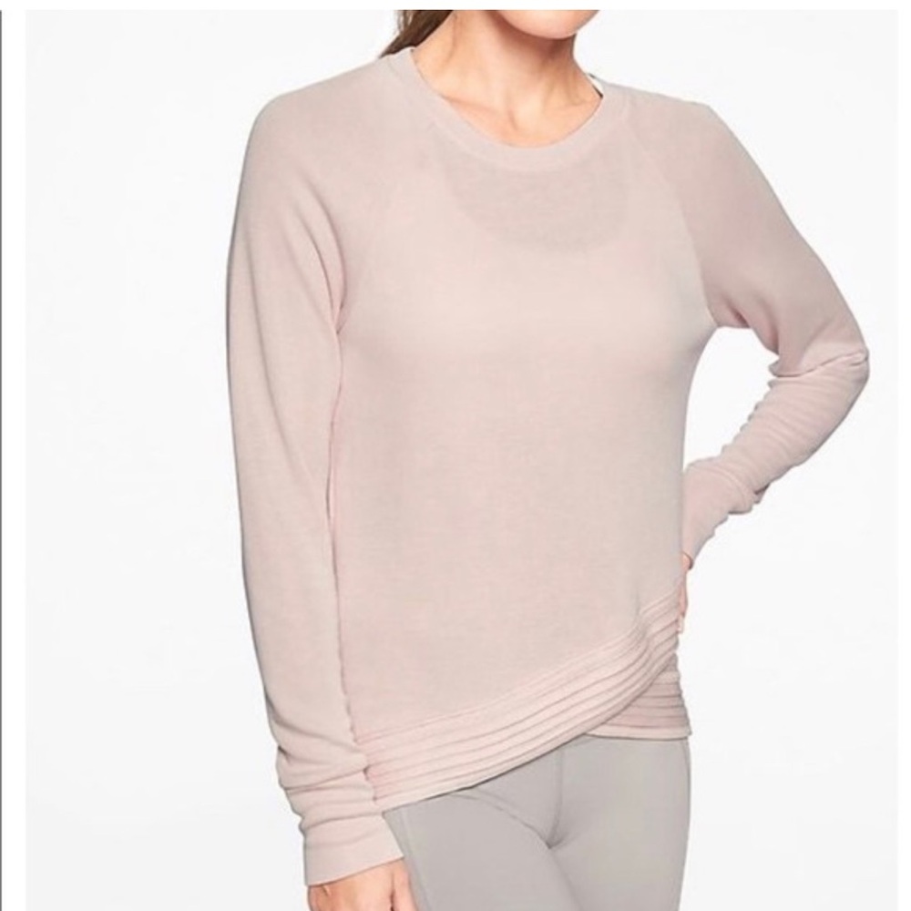 Athleta Serenity Criss Cross Pink Long Sleeve Sweatshirt pullover top Size Large